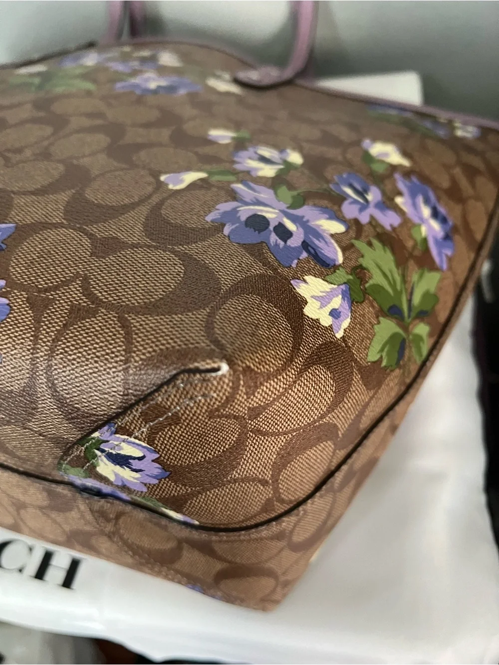 Coach Reversible City Tote in Signature Canvas with Lily Print & Pouch